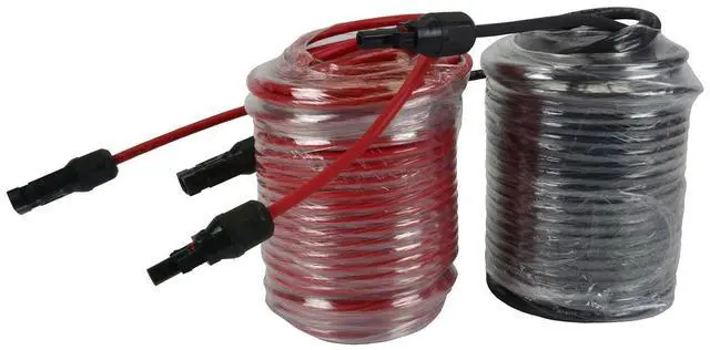 Main image of TEMCo Solar Panel Extension Cable 10 AWG 100 Ft Red + 100 Ft Black w/Staubli MC4 Connectors