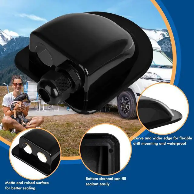 Alt view image 2 of 6 - RESTMO 2 Pack IP68 Waterproof Solar Cable Entry Gland | Weather Resistant Dual Cable Entry Housing for Solar Panels of RV, Caravan, Marine, Boat, Cabin, Black