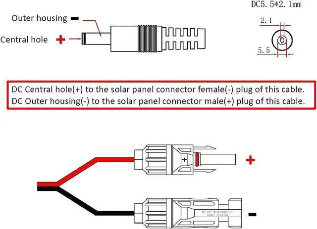 Alt view image 6 of 7 - Solar Panel Connectors Compatible with M-C-4 Solar Connectors to DC Extension Cable 16AWG with DC 5.5mmx2.1mm, DC3.5x1.35mm,DC5.5x2.5mm and DC8mm Adapter for Portable Power Station Solar Generators