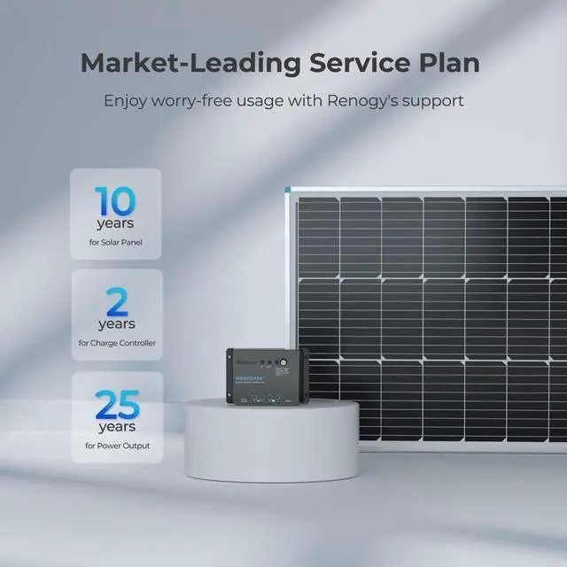 Alt view image 3 of 6 - Renogy 100W 12V Solar Panel Starter Kit, 100 Watt Monocrystalline Solar Panel, 30A LCD PWM Charger Controller, Adaptor Kit, Tray Cables, Z Brackets for RV, Camper, and Other Off Grid Applications