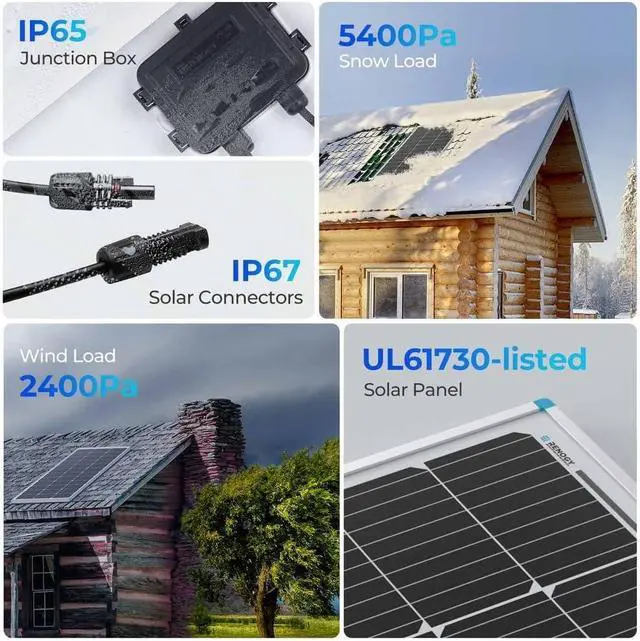 Alt view image 4 of 6 - Renogy 100W 12V Solar Panel Starter Kit, 100 Watt Monocrystalline Solar Panel, 30A LCD PWM Charger Controller, Adaptor Kit, Tray Cables, Z Brackets for RV, Camper, and Other Off Grid Applications