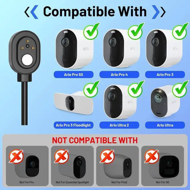 Alt view image 2 of 7 - 5W Solar Panel Charger Compatible with Arlo Pro 5S/Pro 4/Pro 3/Ultra/Ultra 2/Go 2 Camera, Solar Panels Charging with 13.1ft Waterproof Charging Cable,360° Adjustable Wall Mount, 3 Pack