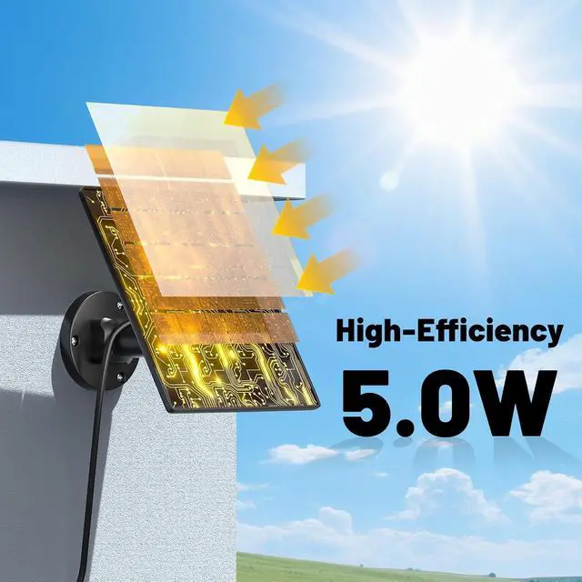 Alt view image 3 of 7 - 5W Solar Panel Charger Compatible with Arlo Pro 5S/Pro 4/Pro 3/Ultra/Ultra 2/Go 2 Camera, Solar Panels Charging with 13.1ft Waterproof Charging Cable,360° Adjustable Wall Mount, 3 Pack
