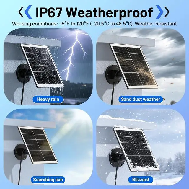 Alt view image 4 of 7 - 5W Solar Panel Charger Compatible with Arlo Pro 5S/Pro 4/Pro 3/Ultra/Ultra 2/Go 2 Camera, Solar Panels Charging with 13.1ft Waterproof Charging Cable,360° Adjustable Wall Mount, 3 Pack