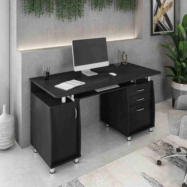 Alt view image 2 of 7 - Techni Mobili 48''W Computer Desk with File Cabinet & Drawers, Espresso