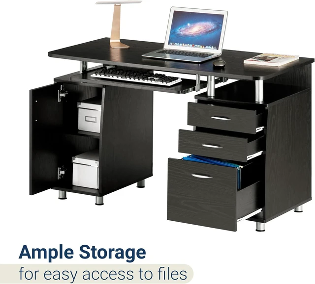 Alt view image 6 of 7 - Techni Mobili 48''W Computer Desk with File Cabinet & Drawers, Espresso
