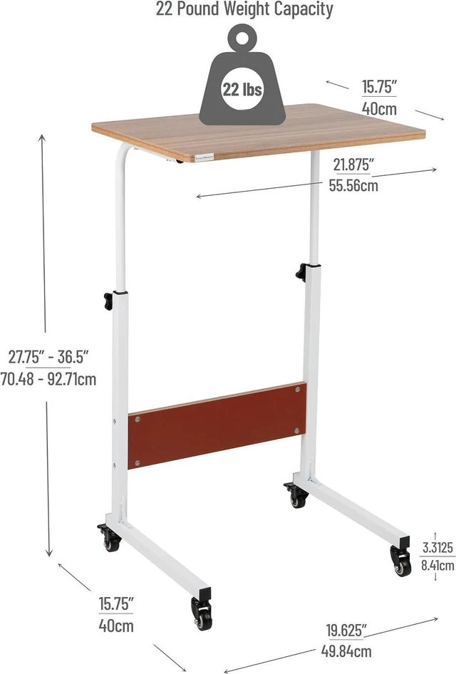 Alt view image 3 of 7 - Mind Reader Standing Desk, Adjustable Height, Laptop Workstation, Home Office Computer Table, MDF, Brown