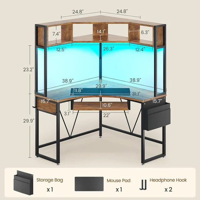 Alt view image 2 of 7 - SEDETA 39" Spacious Corner Desk with Hutch, Storage for Small Space