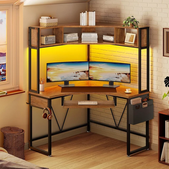Alt view image 7 of 7 - SEDETA 39" Spacious Corner Desk with Hutch, Storage for Small Space
