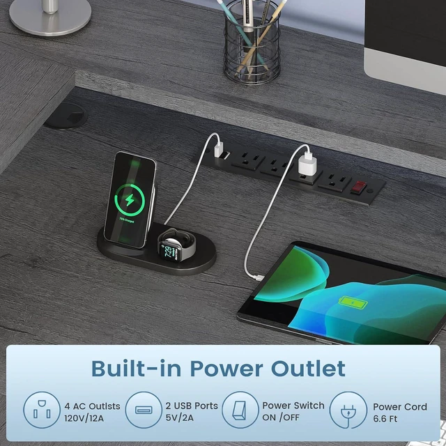 Alt view image 7 of 7 - SEDETA 66" Reversible L Shaped Computer Desk with Power Outlet, File Drawer