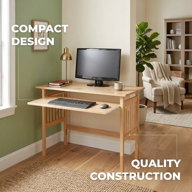 Alt view image 4 of 7 - Winsome Mission Folding Computer Desk, Beechwood, 30"
