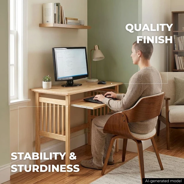 Alt view image 5 of 7 - Winsome Mission Folding Computer Desk, Beechwood, 30"