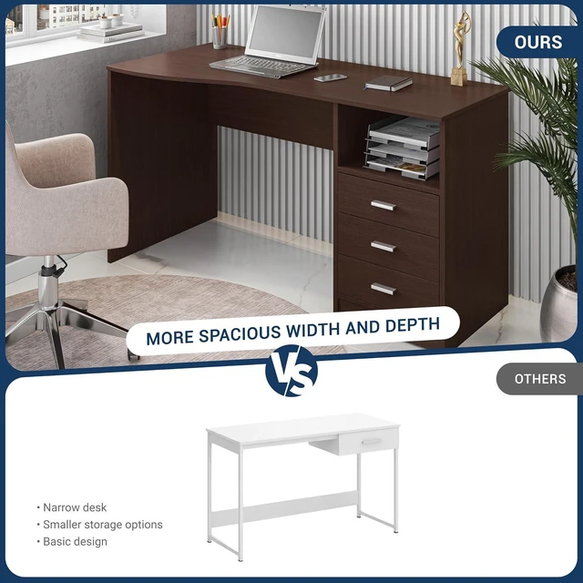Alt view image 4 of 7 - Techni Mobili 51 Inch Classic Computer Desk w/ Drawers & Storage, Wenge