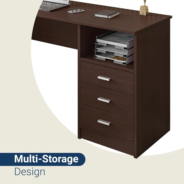Alt view image 6 of 7 - Techni Mobili 51 Inch Classic Computer Desk w/ Drawers & Storage, Wenge