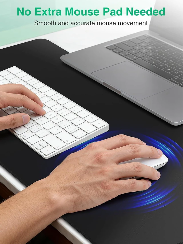Alt view image 5 of 7 - Mouse Pad with Wireless Charging, Black Mousepad Long Desk Mat, Large Gaming Mouse Pad, Soft Mouse Pad Gaming Desk Pad with Non-Slip Rubber Base, Extended Computer Keyboard Mat Office Mice Pad