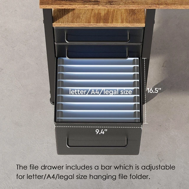 Alt view image 3 of 7 - Maihail Small Desk with Drawers, Office Desk with Storage Shelves, Brown