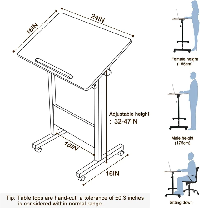 Alt view image 2 of 7 - KOUPA Height Adjustable Flip Standing Desk with Wheels,24Inch