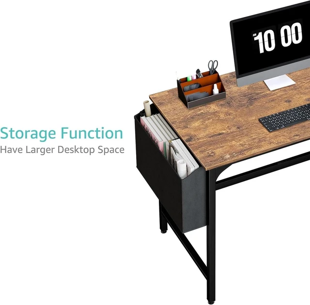 Alt view image 7 of 7 - Lufeiya Computer Desk with Drawers - 40 Inch Work Reversible Small Desk for Bedroom Home Office, Simple Study Writing Table PC Desks with Drawer Storage Shelves, Rustic Brown