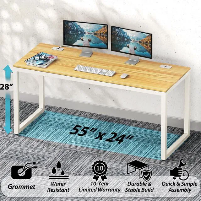 Alt view image 4 of 7 - SHW 55-Inch Commercial-Grade Office Computer Desk, Oak
