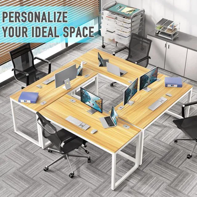 Alt view image 6 of 7 - SHW 55-Inch Commercial-Grade Office Computer Desk, Oak