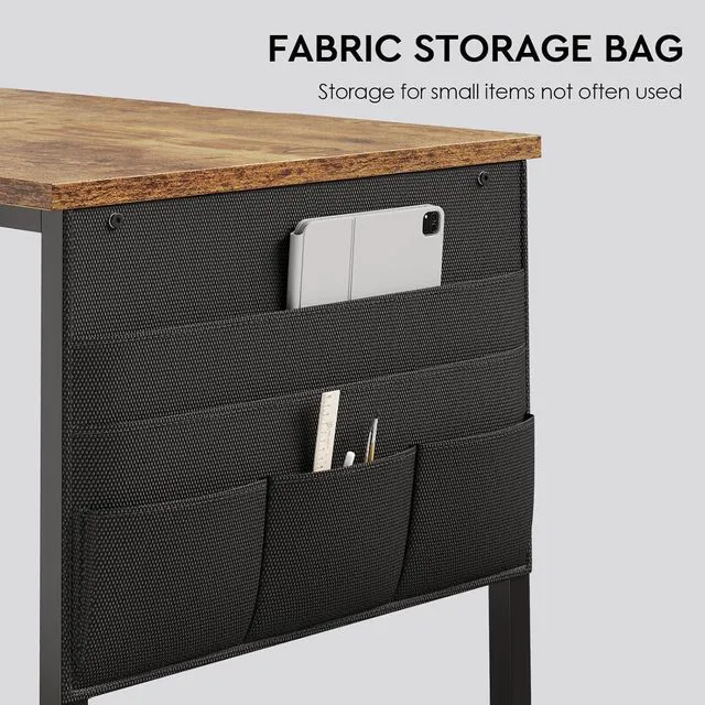 Alt view image 7 of 7 - Maihail Small Desk with Drawers, Office Desk with Storage Shelves, Brown