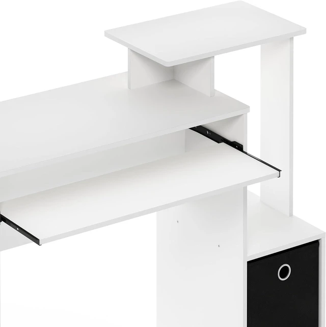 Alt view image 4 of 7 - Furinno Econ Multipurpose Home Office Computer Writing Desk, White/Black