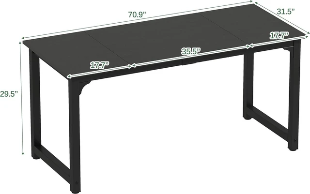 Alt view image 2 of 7 - NSdirectModern Computer Desk 63 inch Large Office Desk Writing Study Table for Home Office Desk Workstation Wide Metal Sturdy Frame Thicker Steel Legs, Black.