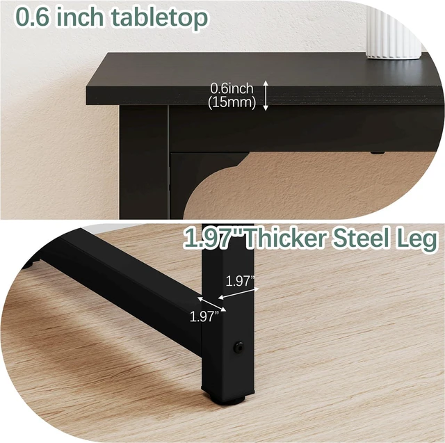 Alt view image 6 of 7 - NSdirectModern Computer Desk 63 inch Large Office Desk Writing Study Table for Home Office Desk Workstation Wide Metal Sturdy Frame Thicker Steel Legs, Black.
