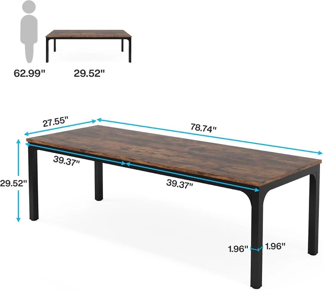 Alt view image 2 of 7 - Tribesigns 78.7 Inches Extra Long Computer Desk 2 Person Desk, Double Long Desk, Workstaion for Home Office, Brown+Black