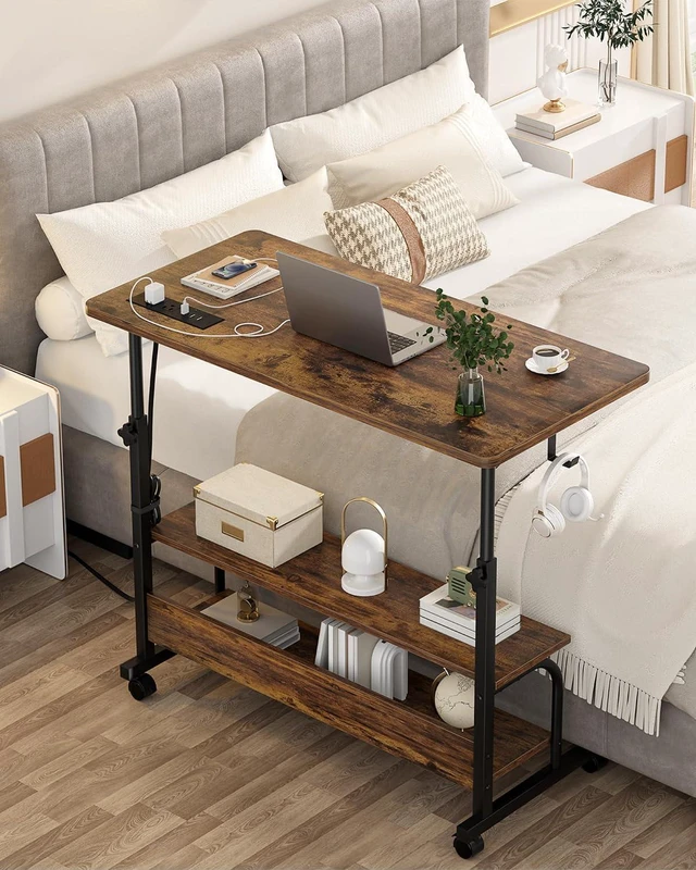 Alt view image 7 of 7 - Armocity 32" Rolling Standing Desk with Charging Station for Couch Bed