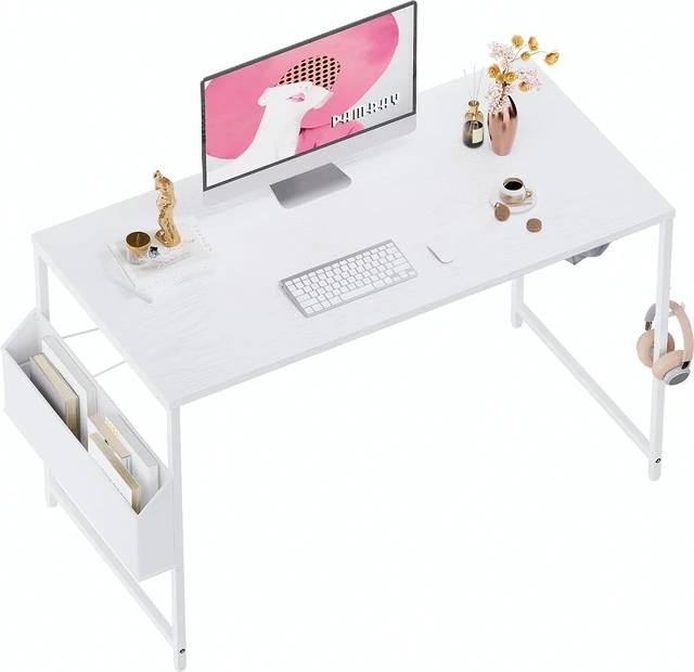 Main image of Pamray 47 Inch Computer Desk for Small Spaces with Storage Bag, Home Office Work Desk with Headphone Hook, Small Office Desk Study Writing Table