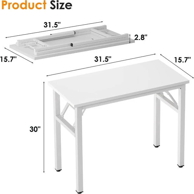 Alt view image 3 of 7 - Need Small Folding Computer Desk, 31.5 Inch Writing Table, White