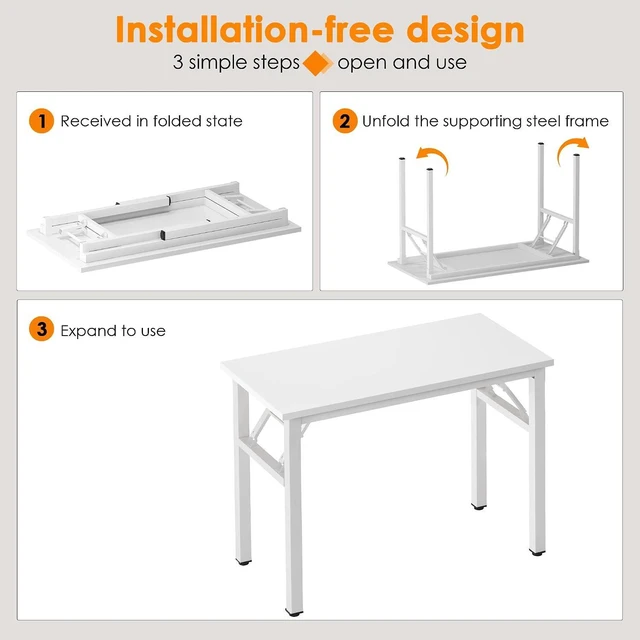 Alt view image 5 of 7 - Need Small Folding Computer Desk, 31.5 Inch Writing Table, White
