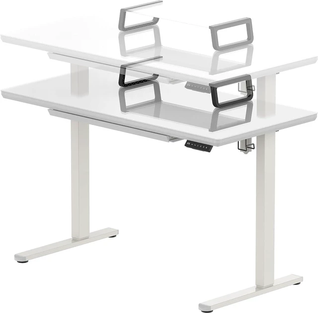 Alt view image 7 of 7 - SHW 48-Inch Glass Electric Height Adjustable Standing Desk, White