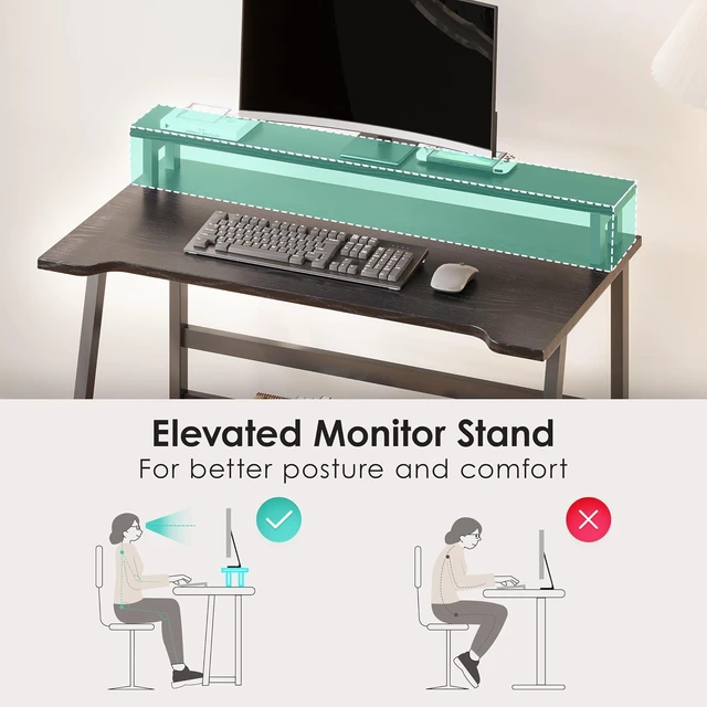 Alt view image 4 of 7 - ALISENED 31.5 Inch Small Office Desk with Storage, Small Desk for Small Spaces, Compact Home Office Desk, Mini Study Desk for Bedroom, Black