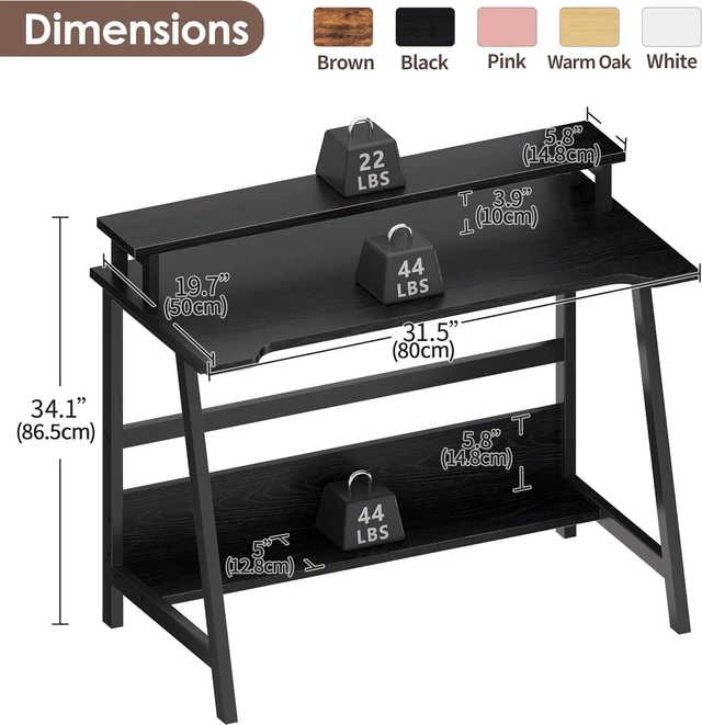 Alt view image 3 of 7 - ALISENED 31.5 Inch Small Office Desk with Storage, Small Desk for Small Spaces, Compact Home Office Desk, Mini Study Desk for Bedroom, Black