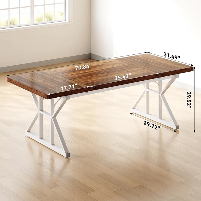 Alt view image 3 of 7 - LITTLE TREE 70.8-Inch Large Executive Desk, Modern Computer Office Desk, Wooden Writing Desk Study Table for Home Office