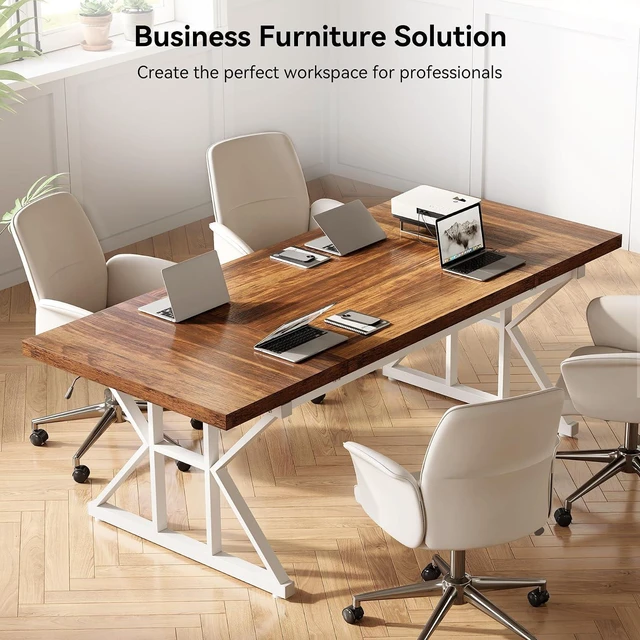 Alt view image 6 of 7 - LITTLE TREE 70.8-Inch Large Executive Desk, Modern Computer Office Desk, Wooden Writing Desk Study Table for Home Office