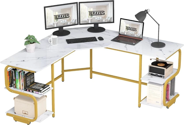 Main image of L Shaped Desk with Shelves,64.84" Large Gaming Corner Desk for Home Office