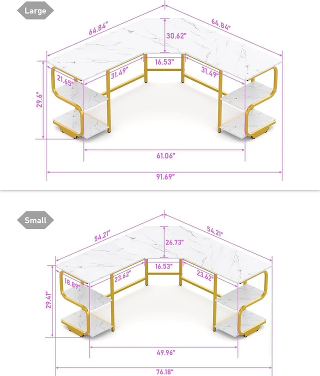 Alt view image 3 of 7 - L Shaped Desk with Shelves,64.84" Large Gaming Corner Desk for Home Office