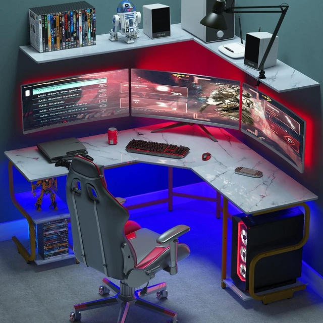 Alt view image 4 of 7 - L Shaped Desk with Shelves,64.84" Large Gaming Corner Desk for Home Office