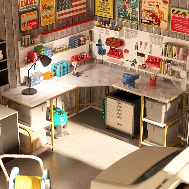 Alt view image 5 of 7 - L Shaped Desk with Shelves,64.84" Large Gaming Corner Desk for Home Office