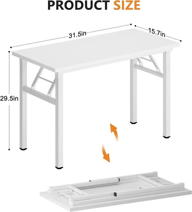 Alt view image 3 of 7 - DlandHome 31.5 Inch Small Folding Computer Desk for Home Office, White