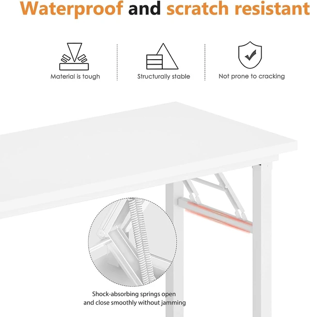 Alt view image 4 of 7 - DlandHome 31.5 Inch Small Folding Computer Desk for Home Office, White