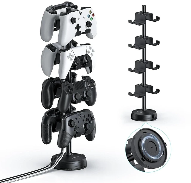 Main image of MANMUVIMO Headphone Controller Storage Holder for Desk 4 Tiers with Anti-Slip Stable Suction Cup, Controller Holder, Universal Gaming Desk Accessories for PS5/PS4/Xbox Series/Xbox One