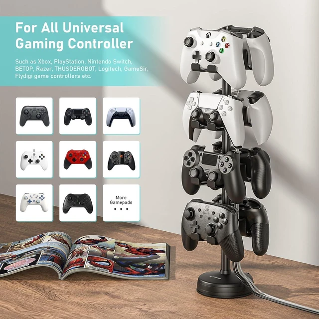 Alt view image 3 of 7 - MANMUVIMO Headphone Controller Storage Holder for Desk 4 Tiers with Anti-Slip Stable Suction Cup, Controller Holder, Universal Gaming Desk Accessories for PS5/PS4/Xbox Series/Xbox One