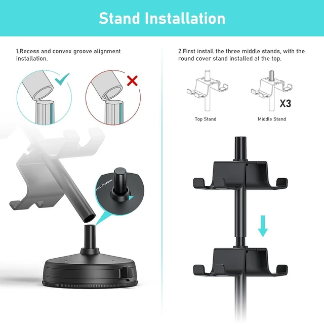 Alt view image 6 of 7 - MANMUVIMO Headphone Controller Storage Holder for Desk 4 Tiers with Anti-Slip Stable Suction Cup, Controller Holder, Universal Gaming Desk Accessories for PS5/PS4/Xbox Series/Xbox One