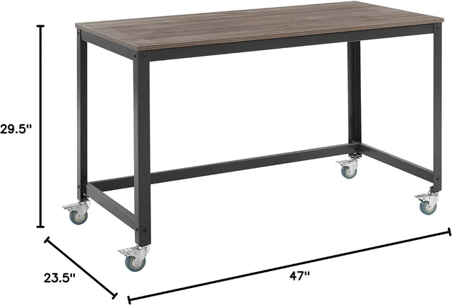 Alt view image 3 of 5 - Modway Vivify Industrial Modern Computer Office Desk With Locking Casters