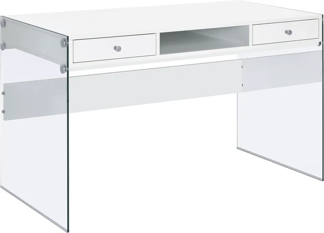 Main image of Coaster Home Furnishings Dobrev 48-inch 2-Drawer Writing Desk White High Gloss 800829