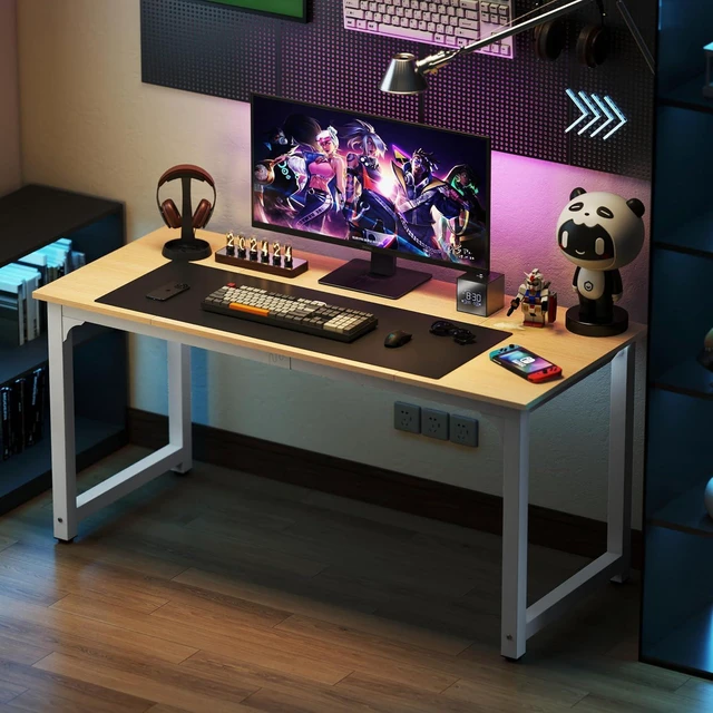 Alt view image 5 of 7 - NSdirect Modern Computer Desk 63 Inch Large Office Desk, Writing Study Table for Home Office Desk Workstation Wide Metal Sturdy Frame Thicker Steel Legs, White